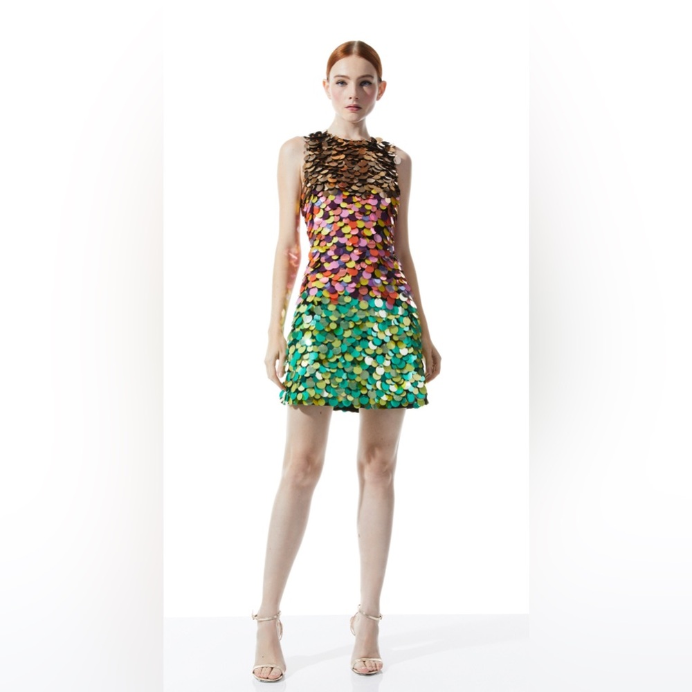 Brand New Alice & Olivia Ombré Multi Color Sequin Mini Dress